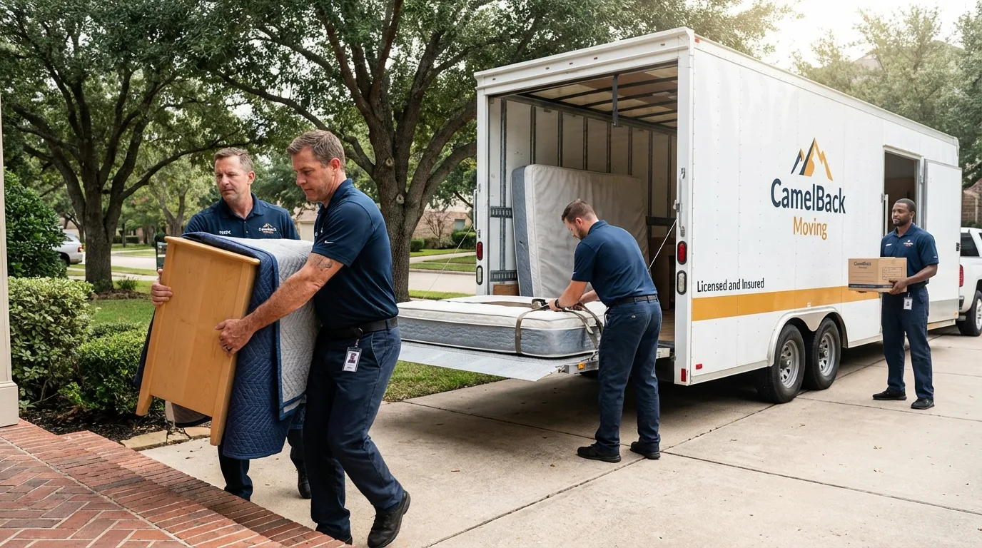 Crew loading residential truck for cross-state move from Millers Creek, NC