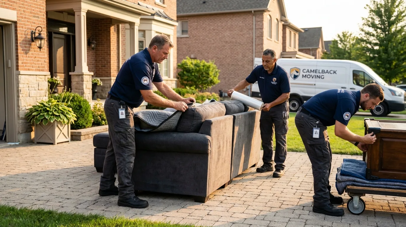 Large estate moving crew wrapping furniture in Millers Creek, NC