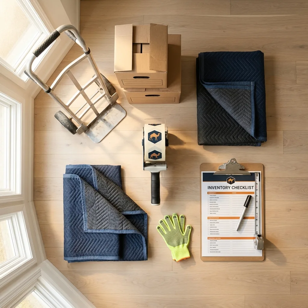 Professional moving supplies and packing materials layout for Millers Creek residential relocations